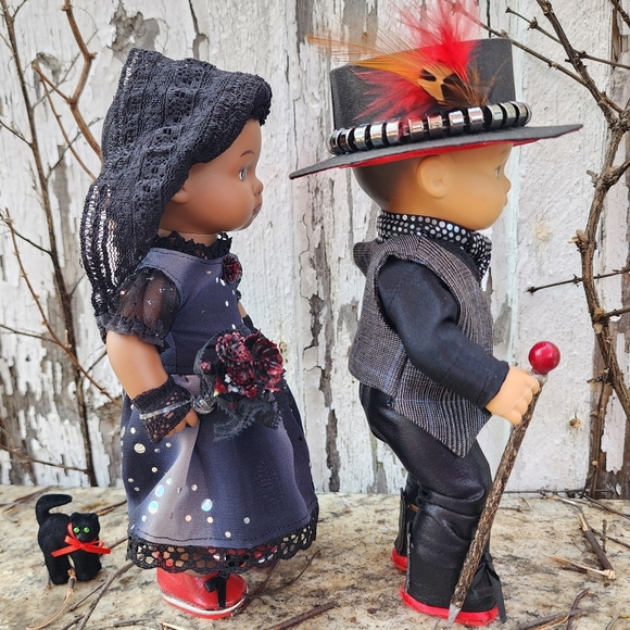 🎨 8 Inch Little Bitty Baby Traditional Gothic Boy and Girl Outfits - Picture 9 of 15